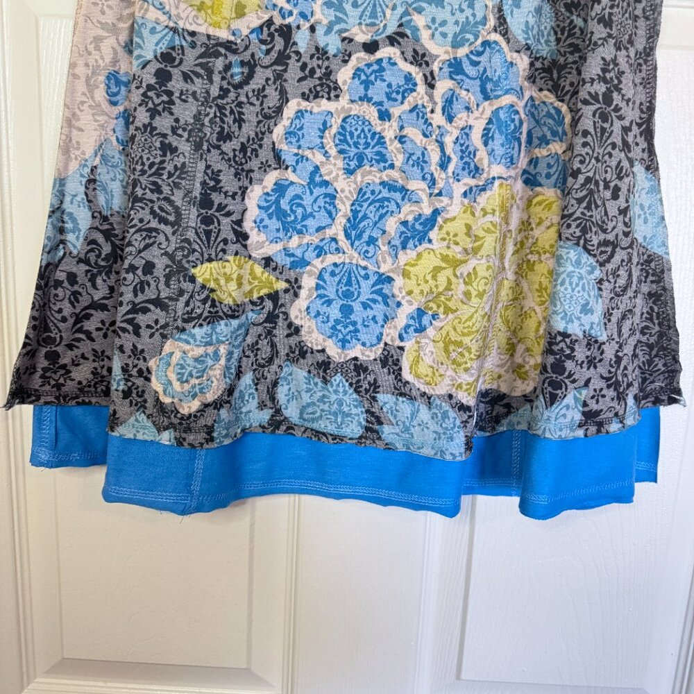 VTG Bohemian Floral Skirt Zoe D L Blue Green Paisley Free Spirit - Picture 4 of 7